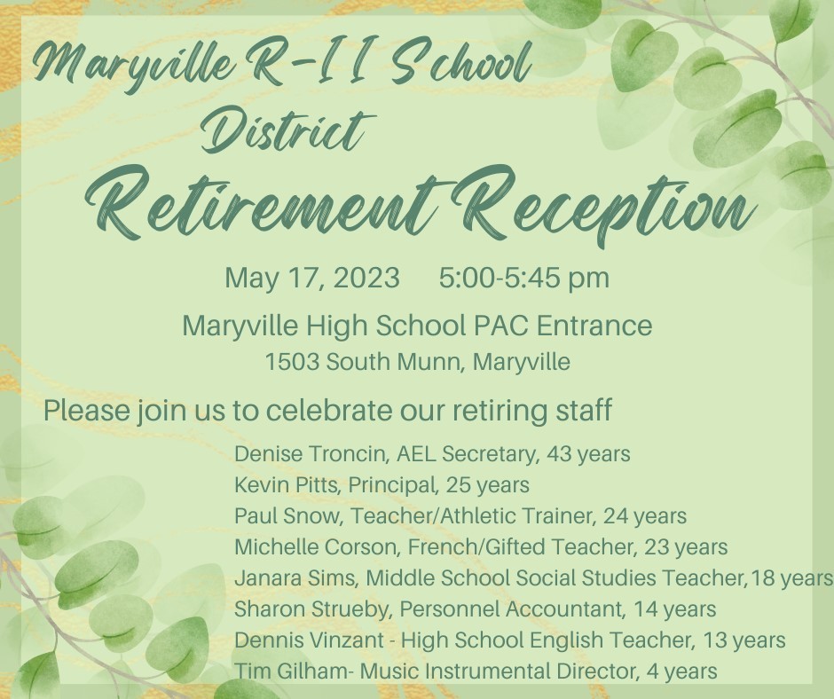 Maryville R-II School District Retirement Reception